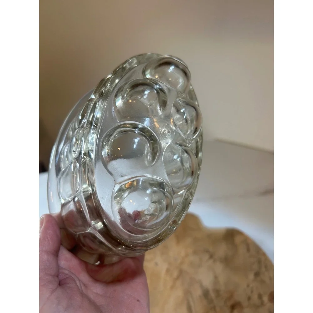 Vintage Clear Pressed Glass Oval Jelly Butter Mold Fluted‎ Bubble Top Farmhouse